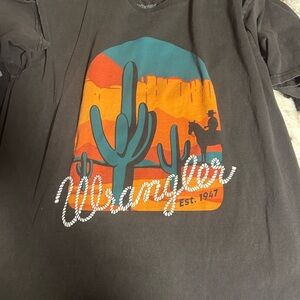 Wrangler Desert Scene T-Shirt in Black and Orange